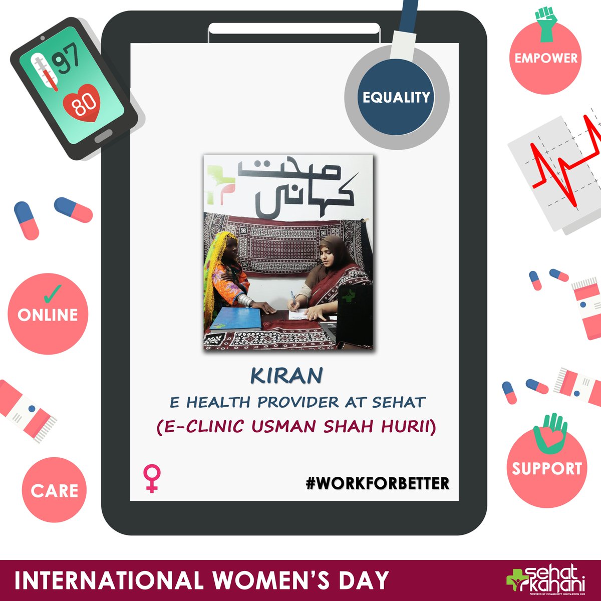SehatKahani's tweet photo. #WomensDayWeek
We at Sehat Kahani would like to honour the dedication of our workforce!
we would like to thank our #eHealth providers for being a part of our #HealthcareProvidersNetwork! Here's to your hard work, compassion and kindness. #WorkForBetter
#InternationalWomensDay https://t.co/nBUQd93M24