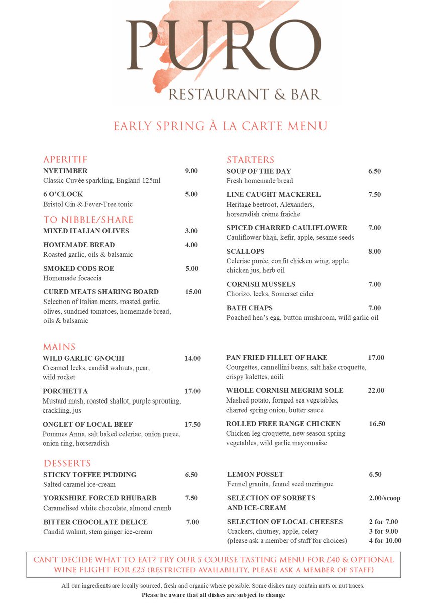 New menu's out! #earlyspringmenu #newmenu #clevedon #alacarte #tastingmenus #restaurant