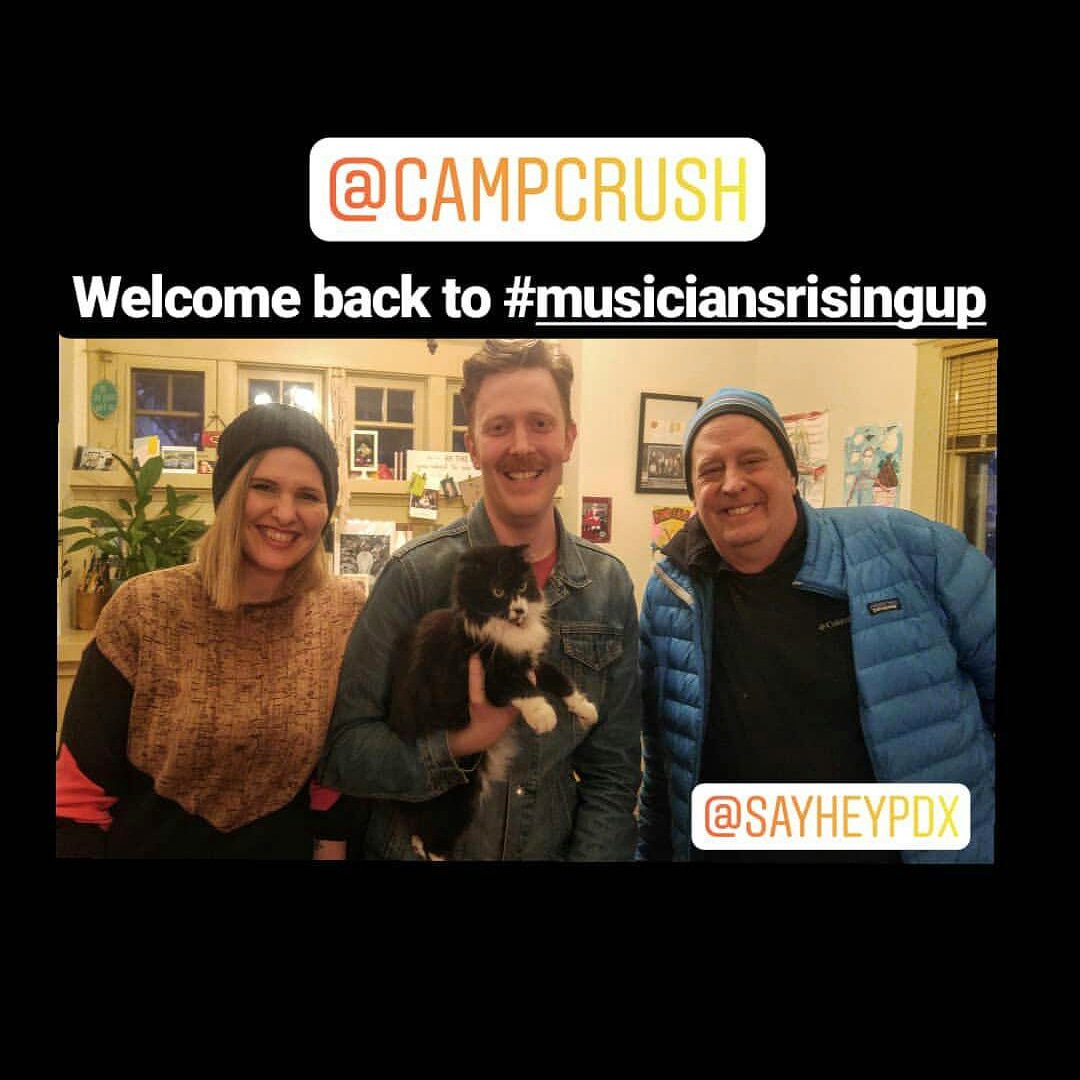 BLTProduction's tweet photo. We had a great Tuesday with @campcrushmusic for #MusiciansRisingUp They'll be #RISEUP 88 to post on Friday. #resist #musicians #NewMusic #community #iwouldrun @opbmusic @vrtxmag @PDXRadioProject @oregonmusicnews #PDX https://t.co/P7LEoaQ6nP