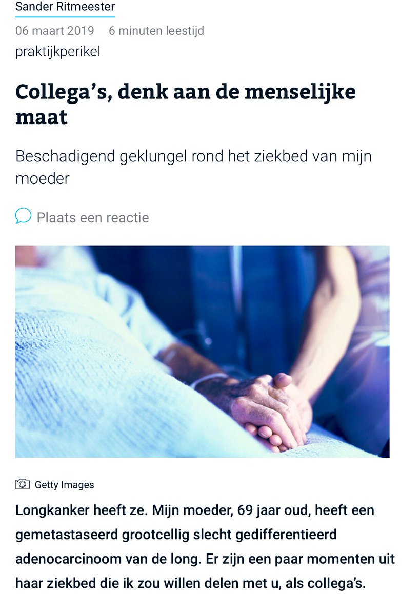Waarom palliatieve zorg per direct een centrale plek in de opleiding geneekunde moet krijgen. Ontluisterend verhaal in @medischcontact.