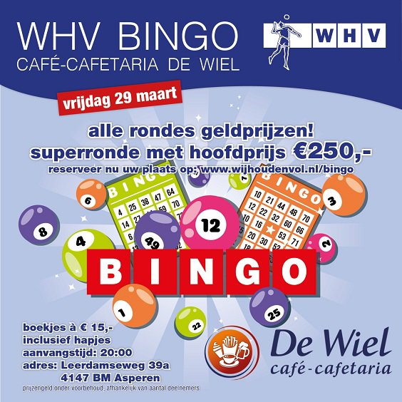 WHV_ASPEREN's tweet photo. WHV Bingo op 29 maart 2019 https://t.co/iW4PFMoaoS https://t.co/STsH6fnlmS