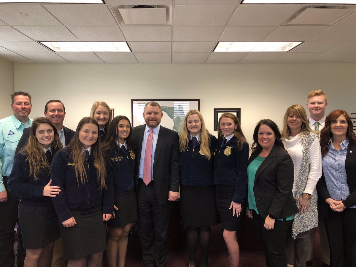 ClayCTE's tweet photo. @oneclayschools @NationalFFA members traveled to Tallahassee during @FlaFarmBureau Leg Days as part of Clay Co Farm Bureau’s Emerging Ag Leader Academy where they met Clay County’s Sen @Rob_Bradley Rep @Travis_Cummings Rep @bobbypaynefl to learn about ag issues &amp; state govt https://t.co/avgIEjhu03
