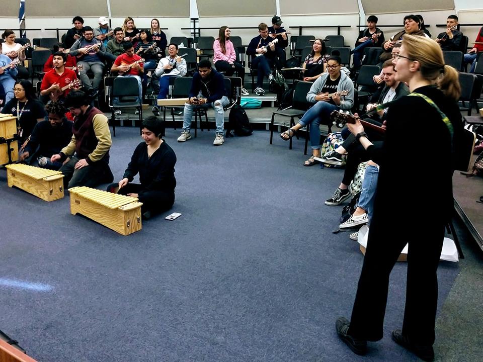 fredoniamusic's tweet photo. @fredoniamusic Music Ed prof, Dr. Jill Reese, recently presented at Univ of Texas San Antonio:"Ukulele: Lifelong Music Participation" & "Introduction to Music Learning Theory, plus 2 sold-out workshops for the Austin Ukulele Society. #FREDMusicEd #FREDMusicFaculty #FREDrocks https://t.co/r6MjTfBquN