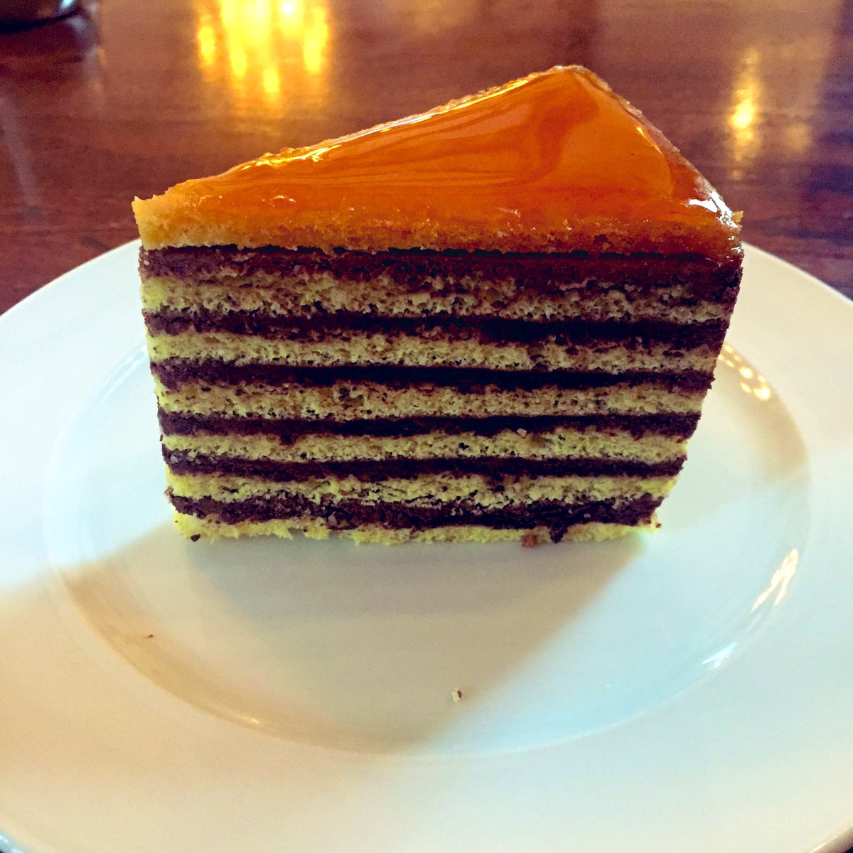 CharleneGuy's tweet photo. Just gone cake o’clock here. Trying out the #DobosTorta with a ☕️ #CallasCafe #AllTheLayers 😮🍰💕 https://t.co/JgY16QkVWZ