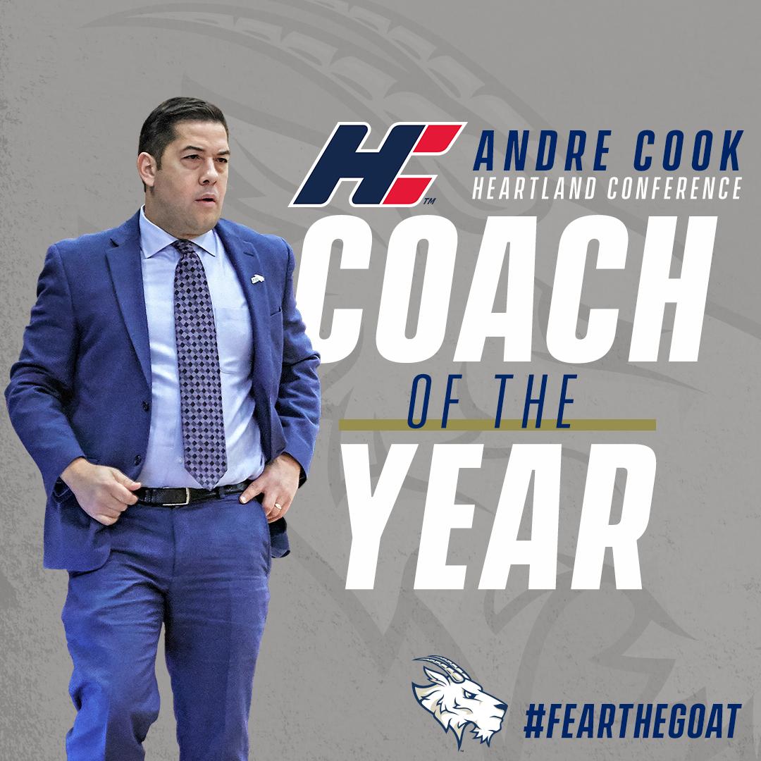 SEUAthletics's tweet photo. ICYMI: @SEUMBasketball captured a few new pieces of hardware at Wednesday night's Heartland Conference banquet. 
Andre Cook – HC Coach of the Year
Ashton Spears – HC Newcomer and Player of the Year
August Haas – HC Defensive Player of the Year

#FearTheGoat🐐 https://t.co/kqFJJvkvYX