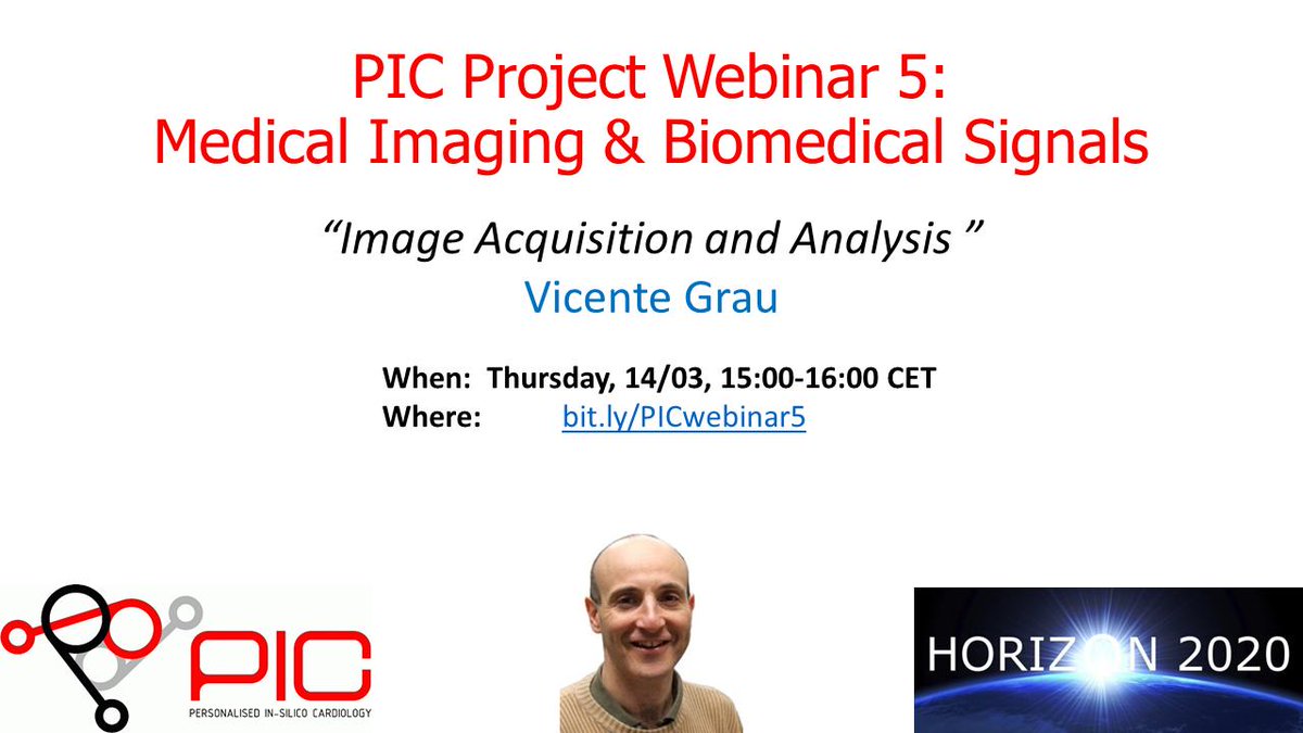 PIC ITN (@picneteu) on Twitter photo New webinars coming next week! Interested in #SignalProcessing? 📈📉📡
On Tuesday, Pablo Laguna from <a href="/bsicosgroup/">bsicosgroup</a> at <a href="/unizar/">Universidad Zaragoza</a> about Digital Signal Processing; and on Thursday Vicente Grau from @OxBiomedIA at <a href="/UniofOxford/">University of Oxford</a> about Image Acquisition and Analysis.
Don't miss them out! New webinars coming next week! Interested in #SignalProcessing? 📈📉📡
On Tuesday, Pablo Laguna from <a href="/bsicosgroup/">bsicosgroup</a> at <a href="/unizar/">Universidad Zaragoza</a> about Digital Signal Processing; and on Thursday Vicente Grau from @OxBiomedIA at <a href="/UniofOxford/">University of Oxford</a> about Image Acquisition and Analysis.
Don't miss them out!