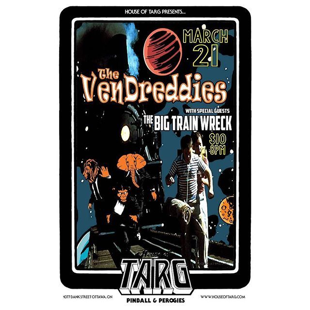 Only #TwoWeeks until #TheBigTrainWreck pulls in to the #HouseOfTarg &amp; clears the tracks for the #ELEPHONKION! We are SUPER #stoked to share one of the most fun stages in #Ottawa with one of the most fun bands! These cats are #awesome!
.
.
Poster by #Dred… ift.tt/2EJYTPi