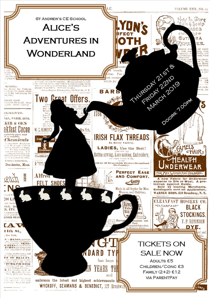 StAndHighCE's tweet image. In case you hadn't guessed, our #WorldBookDay theme was #AlicesAdventuresInWonderland  - and we're performing our version on Thursday and Friday 21st/22nd March 2019! Tickets available now through ParentPay.