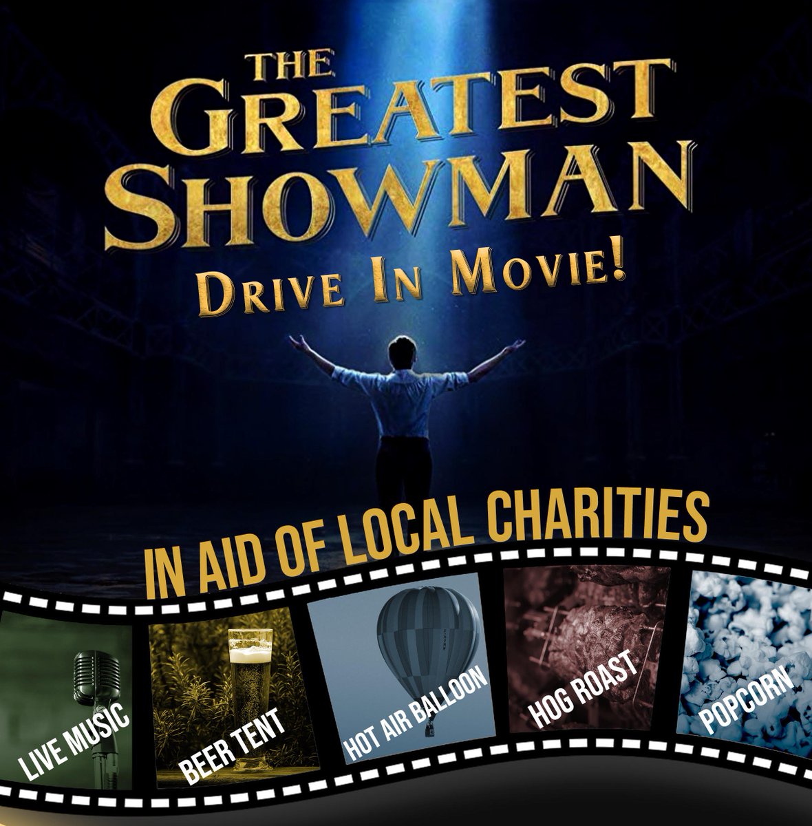 DriveInMovieEv1's tweet photo. Tickets are now available for the Drive-In Movie showing The Greatest Showman Saturday 31st August @ Stratford Racecourse. Book your tickets here: https://t.co/falOLUAPiT https://t.co/YcJQTkB8oF