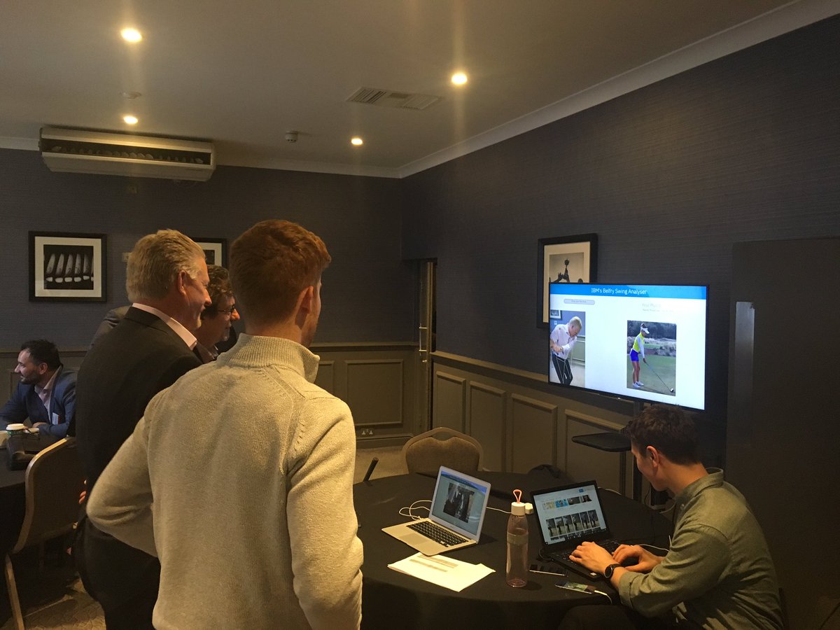 TomJHill35's tweet photo. Doug Balog analysing his golf swing with the #IBM SystemsAI team this afternoon at #TDUKIBO https://t.co/F9O7ogmOtP