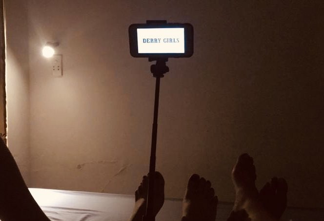 AimzSheehan's tweet photo. @siobhni the gals watching Derry girls on a selfie stick in Vietnam #dedicationtothecause #dodgyhostels #prodshateabba https://t.co/CAV7xU6Uq1