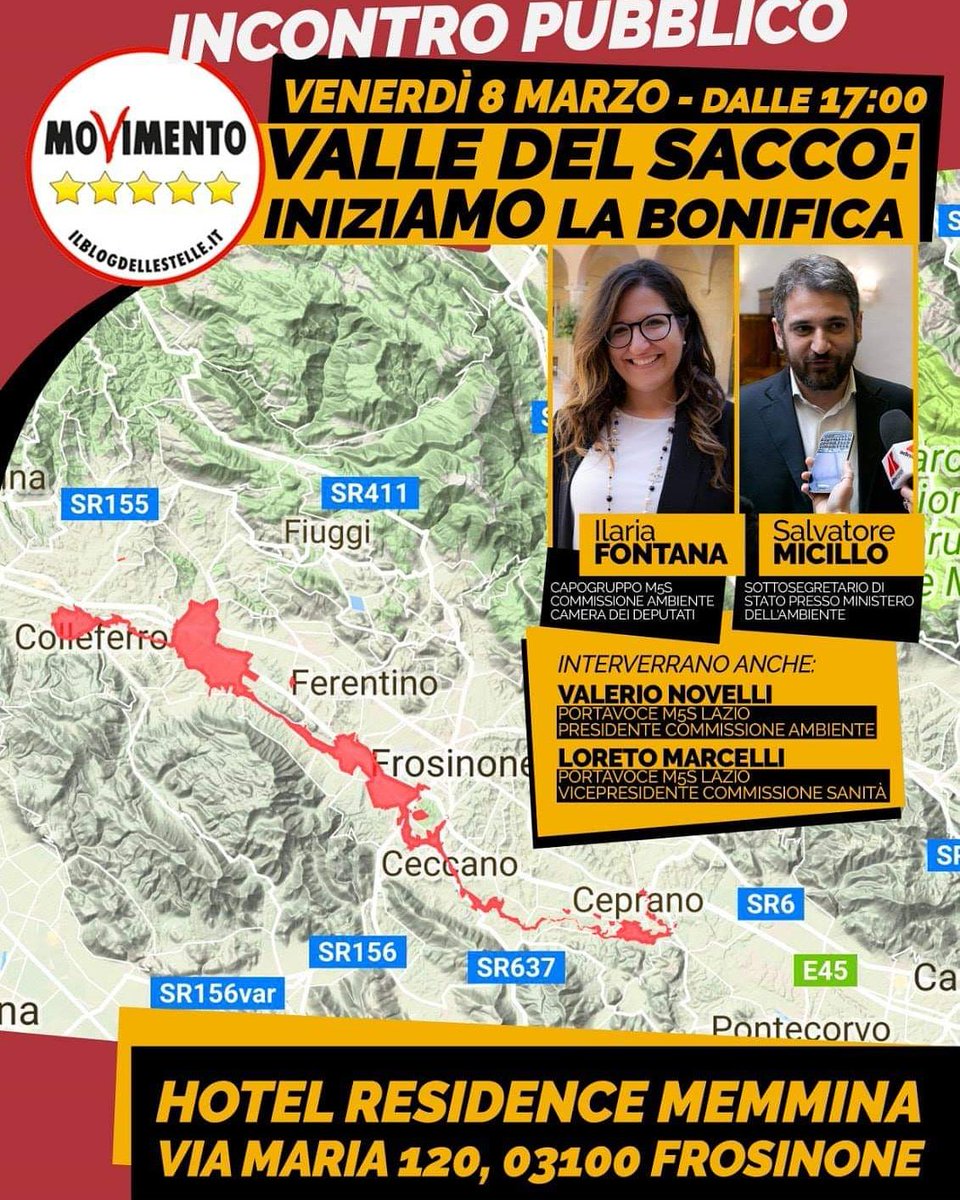novelli5stelle's tweet photo. Domani sarò a Frosinone con @ilariafontana5s @micillom5s e Loreto Marcelli per parlare delle #bonifiche della #ValleDelSacco #agricoltura #ambiente #ottavanota #7marzo https://t.co/HRdPeR1joB