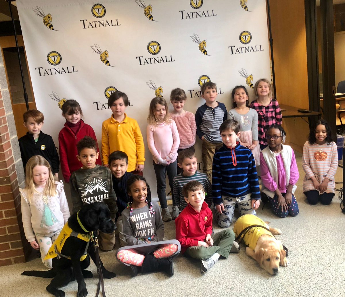 TatnallSchool's tweet photo. Lower School students welcomed special visitors, puppy raisers for the Guide Dog Foundation, today! Students learned about guide dogs and how they help and how they are trained. #guidedogfoundation #americasvetdogs #guidedog #puppyraising #gdfvolunteer #tatnalllowerschool https://t.co/dRCUJceIBe