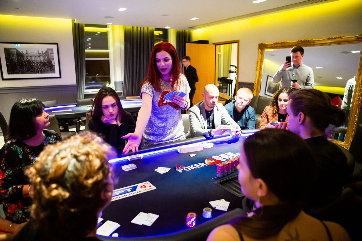 JenShahade's tweet photo. At the panel with me, @BexMcAdam, @ElleSriracha &amp; @franciiiiine, I talked about how bringing more women into poker is a metaphor for larger #IWD2019 issues, like the wage gap, the second shift and intersectionality. Fab photos of discussion &amp; tutorial @PokerStars  @BigSlickNeil https://t.co/KW4w4UuVgQ