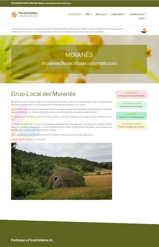 Ens plau informar-vos que recentment hem publicat la web del Grup Local del Moianès de Flora Catalana. Aquesta web s'integra amb la web nova de l'associació aprofitant-ne tots els recursos alhora que la complimenta. 
Vegeu la notícia completa a: floracatalana.cat/drupal843/node…