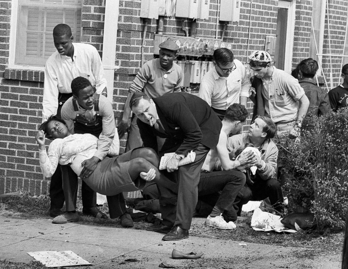 ajplus's tweet photo. 54 years ago today, state troopers attacked 600 civil rights demonstrators led by John Lewis and Hosea Williams at Selma with nightsticks and tear gas. 

At least 50 were hospitalized. Lewis suffered a fractured skull.

That day is remembered as Bloody Sunday. https://t.co/Qnm3pweCtM