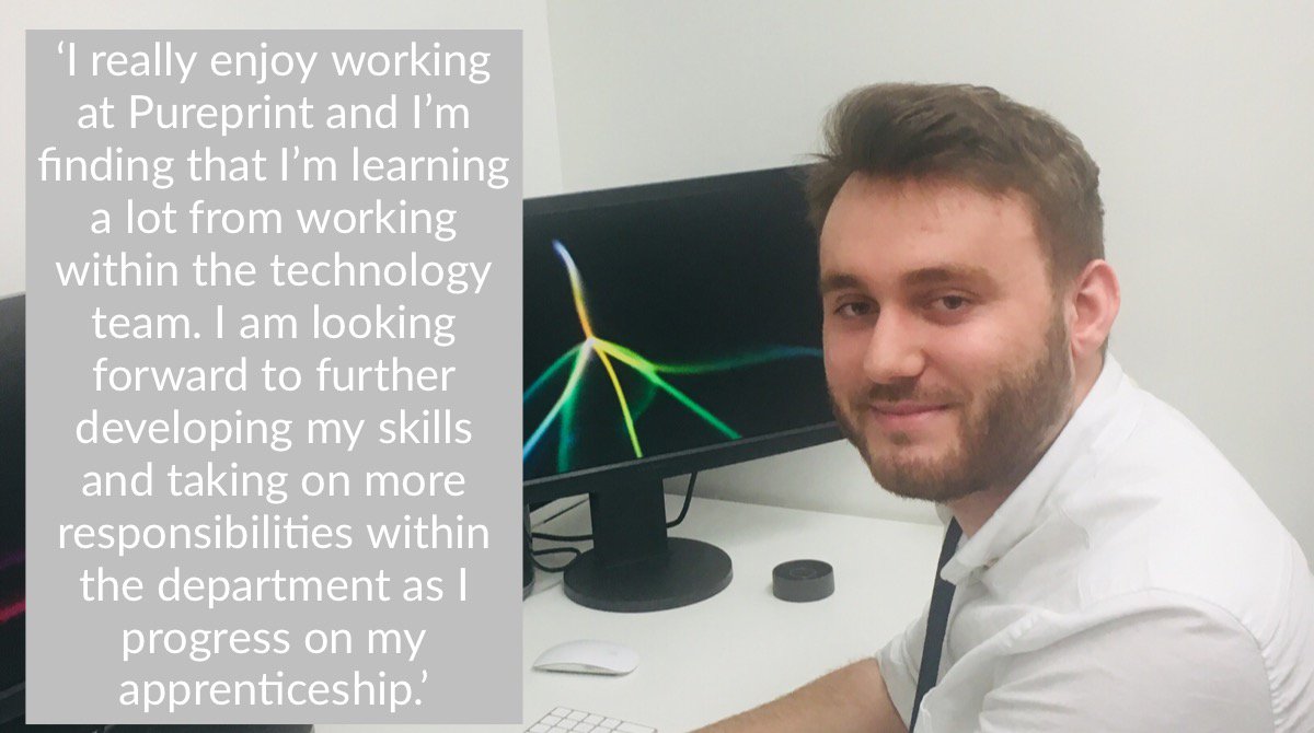 PureprintGroup's tweet image. Its National Apprenticeship Week this week so we thought we would introduce you to Jordan one of our Apprentice Software Developers in our Technology Development Team #NAW2019 #Apprentices #FutureofPrint