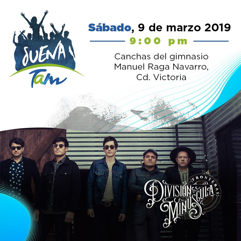 ¡No te pierdas la primera edición de #SuenaTam de este 2019 con la presentación de <a href="/DivisionOficial/">División Minúscula</a> en #CdVictoria! 

Te esperamos este sábado 9 de marzo en las canchas del gimnasio Manuel Raga Navarro a las 9:00pm ¡No te lo puedes perder!
