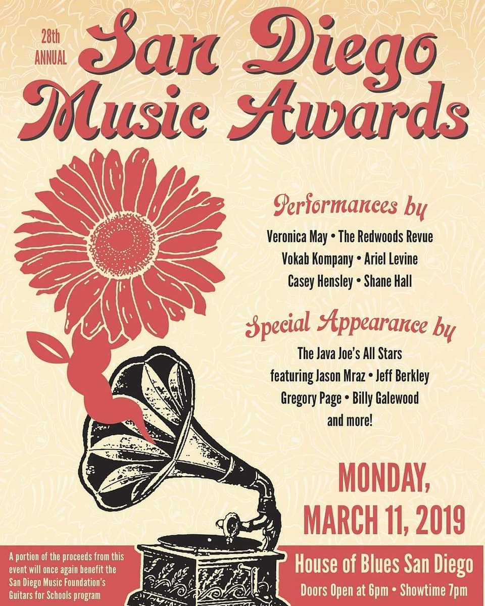 Monday Night I'm playing some guitar with Casey Hensley at the House of Blues in San Diego for the San Diego Music Awards. I'm really stoked to be playing at this event this year! #SanDiegoMusicAwards #CaseyHensley #CHB #LiveMusic #RootsRockNRoll #Powerhousevocals #Blues #Soul