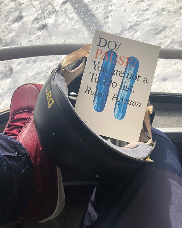 Forsterinc's tweet image. Ideal read in the mountains. Thanks for the advance copy to help me take a break and recharge @dobookco #pause #selfcare #time #space #mountains #break #holiday #dobook #snowboarding