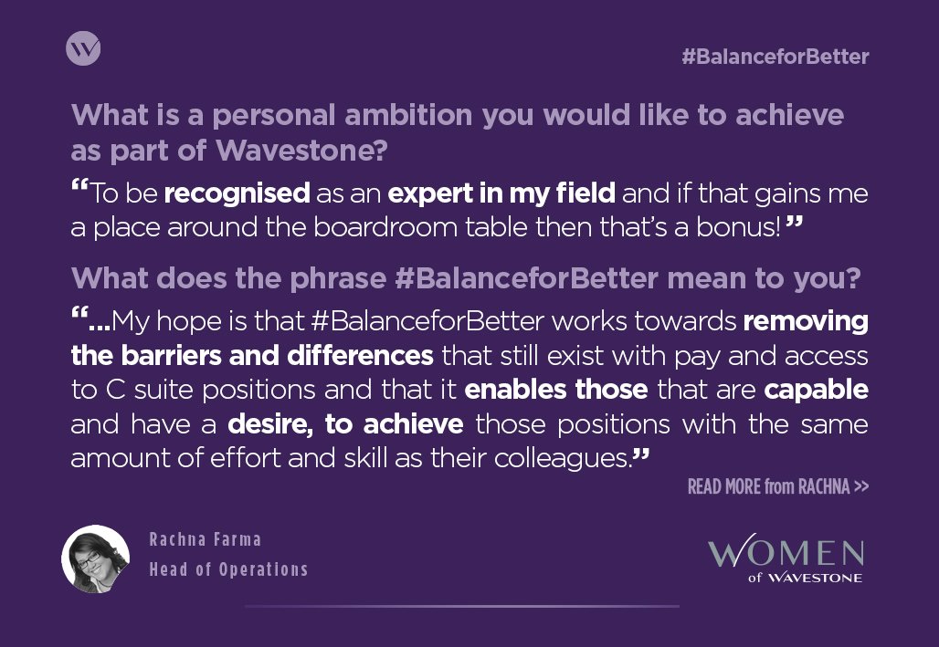 Wavestone_UK's tweet photo. Today, here from Head of Operations Rachna Farma, in our series of profiles celebrating @IntlWD 
#balanceforbetter 
https://t.co/OVi6HOs6Ed #IWD2019 https://t.co/4XHOuDmNjZ
