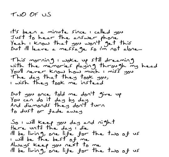 always on X: #TwoOfUs Lyrics to Two Of Us in Louis' handwriting:   / X