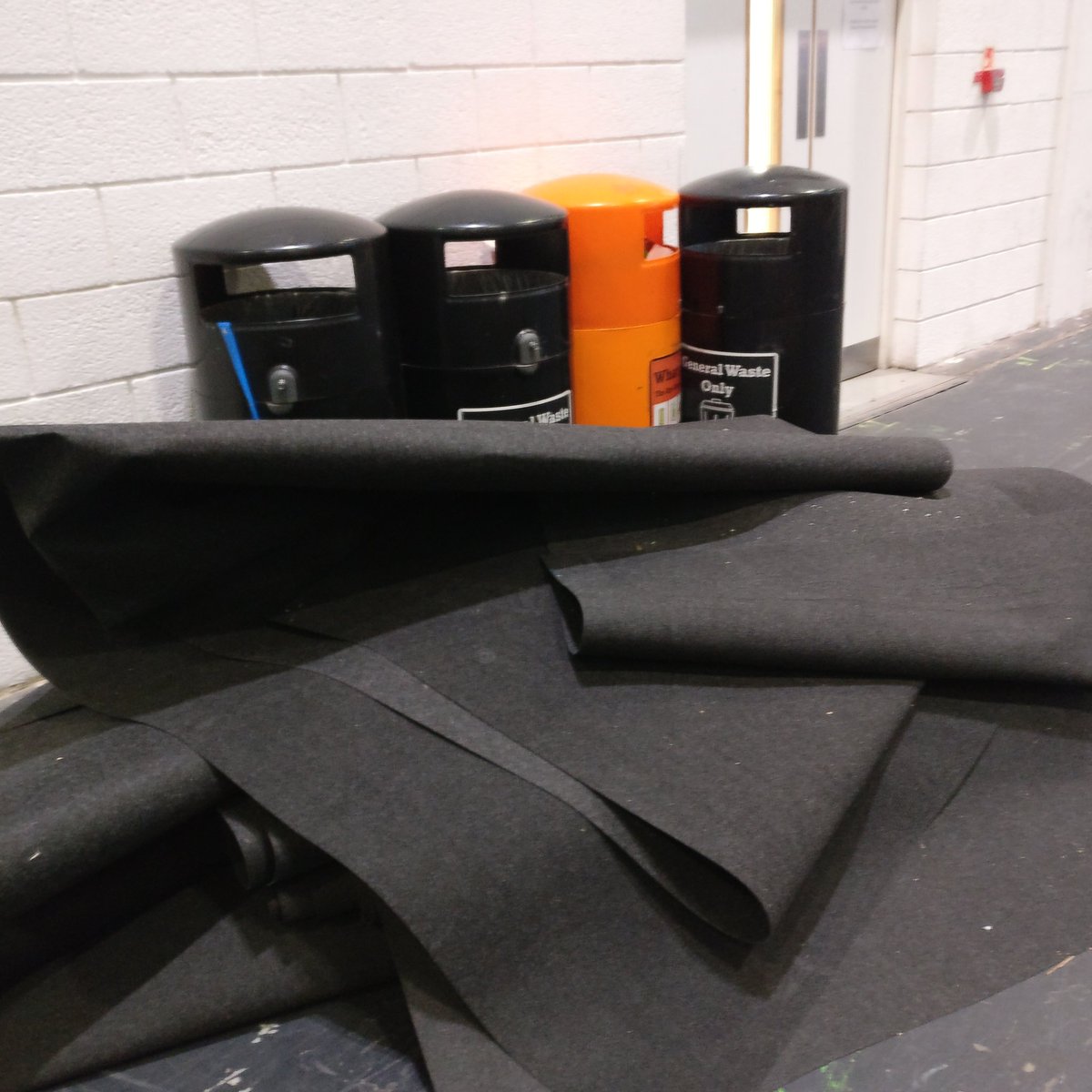 krusack's tweet photo. After 3 days of talk about #sustainability, disappointing to see that all the carpets from @ExCeLLondon are destined for the rubbish. @FuturebuildNow https://t.co/rO4xpJ4pXa