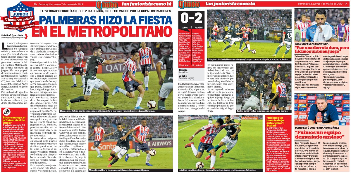 ¡DURA DERROTA PARA JUNIOR! 

Los 'tiburones' cayeron 2-0 ante Palmeiras en su primera presentación en la Libertadores. Acá, la crónica de <a href="/luisrodriguezsv/">Luis Rodríguez</a>.