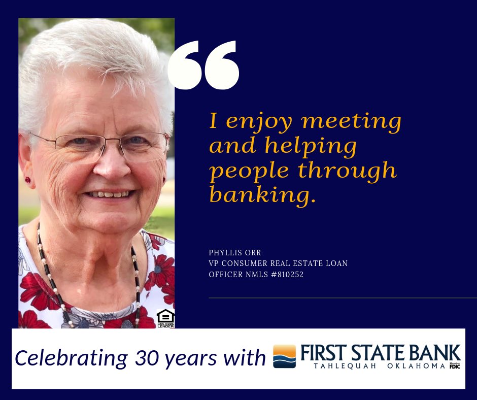 FSBTahlequah's tweet image. Phyllis Orr is celebrating her 30th year at #FSBTahlequah! We are so proud to have you as part of our work family and truly appreciate all of your hard work.