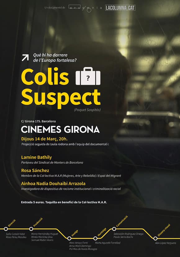 colissuspectdoc's tweet photo. Estrenem Colis Suspect a @cinemagirona! El proper 14 de març a les 20h projecció + col·loqui amb Lamine Bathily del @sindicatomanter, @ainhoa_nadia i Rosa Sánchez de la Colectiva MAR. Ja podeu comprar les entrades aquí: https://t.co/SwPs714MyZ https://t.co/lWuvA96d3l