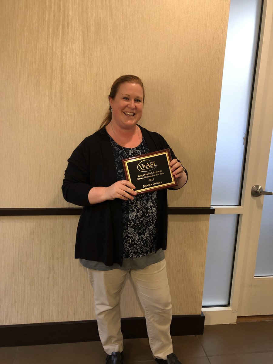 Congratulations to Jessica Drinks-Librarian of the Year for Rappahannock and ODU grad! So excited for you!