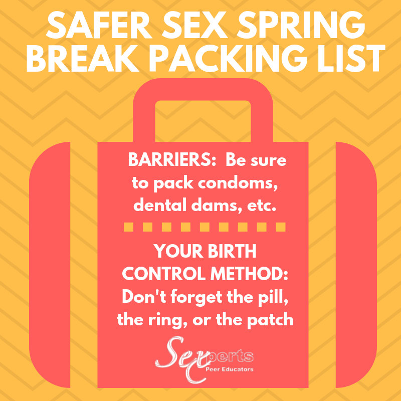 Spring Break is just one day away! Whatever trips you might be packing for, make sure to include #safersex resources!