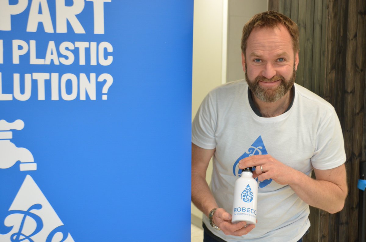 Refill's tweet photo. Did you spot the Refill team at Edinburgh airport this week? We're working with our partners @Robeco to make refilling on the go the new norm wherever you are! #RefillScotland 🙌💧 https://t.co/pl1CRTT5Gc
