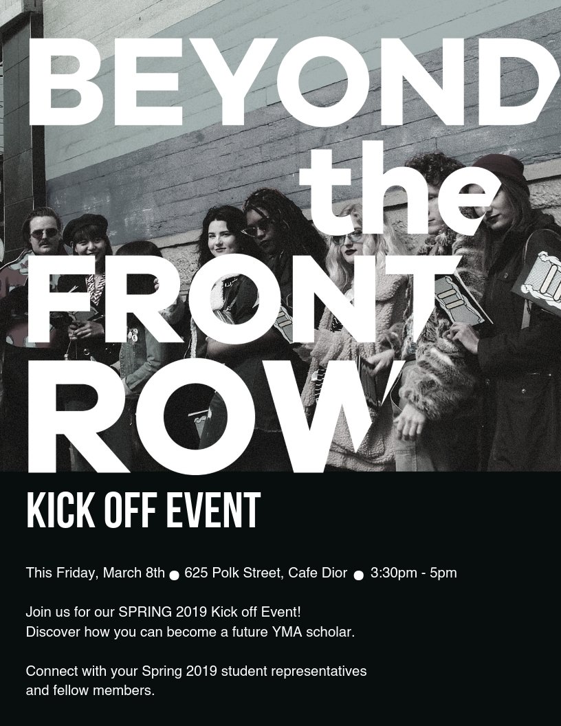 AcademyUFashion's tweet photo. Join #BeyondTheFrontRow Fashion Club Kick Off event this Friday March 8 at 3:30 PM at Cafe Dior, 625 Polk St, SF.
Meet Spring 2019 Student Representatives and attend the panel with #YMA #FSF2019 awards winners. https://t.co/8YwkF4KfHG