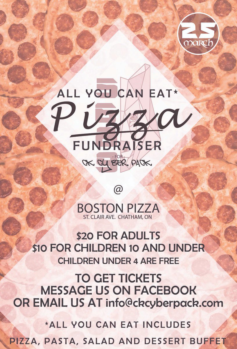 Come support the team at our All You Can Eat Pizza fundraiser! More info below!