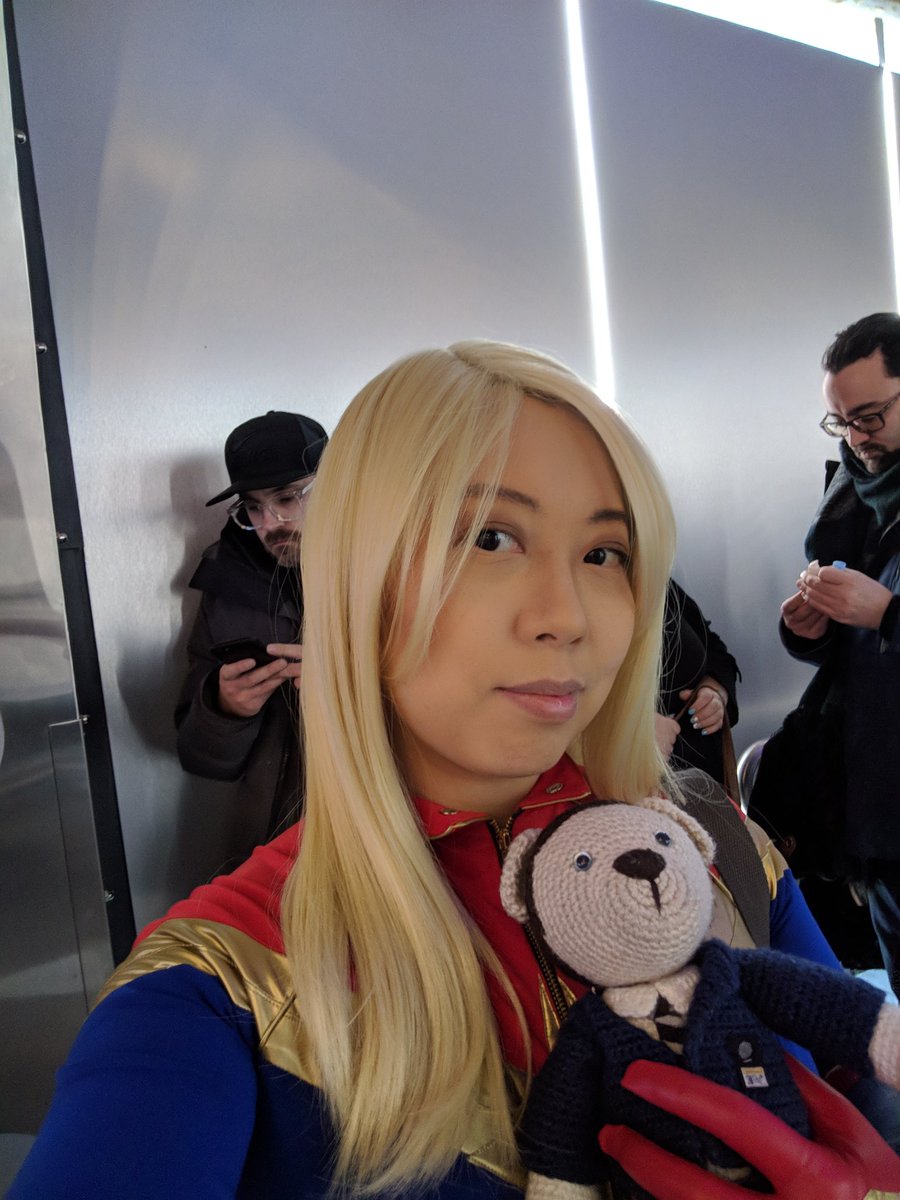 iamwintermute's tweet photo. #Philbear and #CarolDanvers are here to see #CaptainMarvel kickass on the big screen!! #HigherFurtherFaster https://t.co/L1sR44nidS