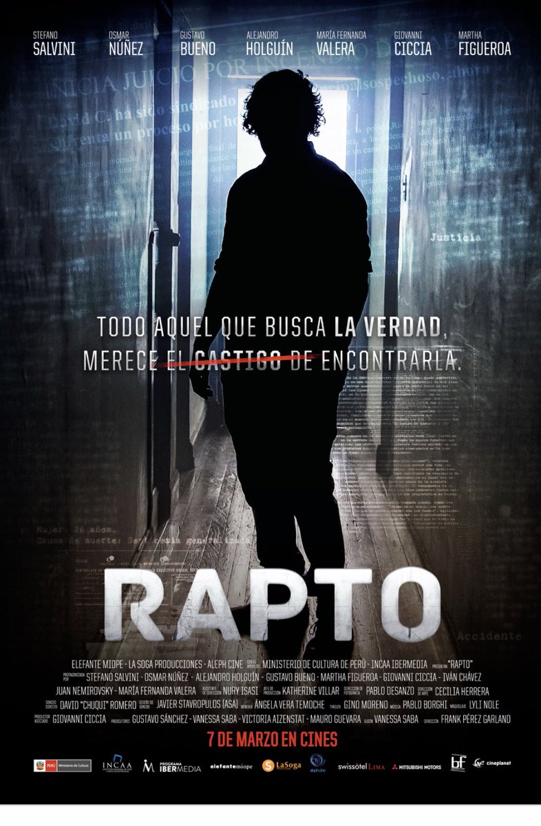 LizzRDavila's tweet photo. Amigos!! 📢📢
Hoy 7 de Marzo estreno de #RaptoLaPelícula en todos los cines Perú. Es un thriller súper bueno el protagonista de esta historia es @StefanoSalviniP, dirigido por el capazo @frankpg y con el guión de @vanessasaba75 una capa en todos los aspectos. 👏🔝❤ 
RT https://t.co/pPPKMeeGAV
