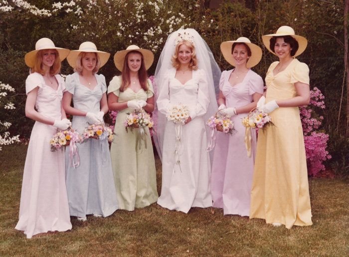 ThrowbackThursday Oh, my. They don't wear #bridesmaid dresses like this  anymore. Care to share your photos? #TBT