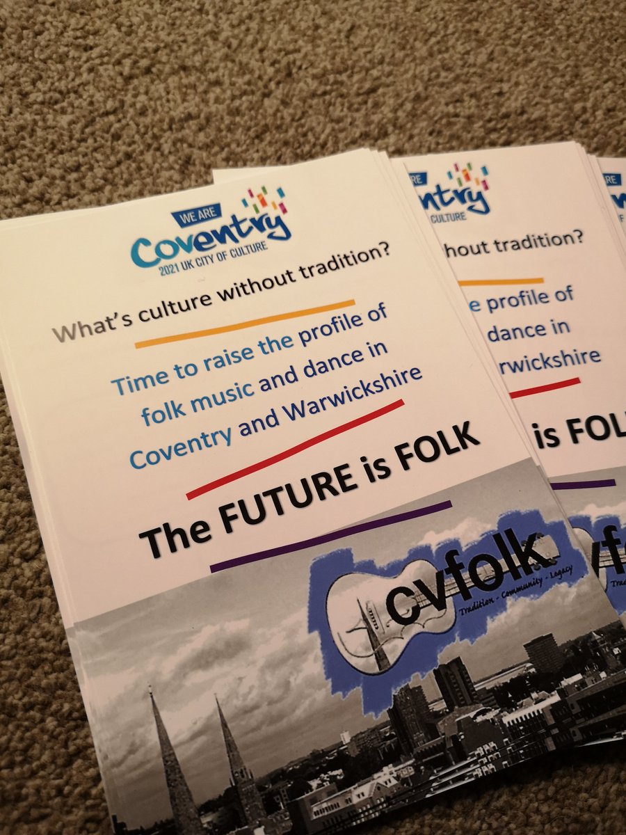 New CVFolk flyers printed and ready for Sunday afternoon's <a href="/kevjoe01/">Dempsey Broughton</a> concert at the <a href="/albanytheatre/">Albany Theatre</a> - a timely reminder that folk music is at the heart of Coventry Cultural life. <a href="/Coventry2021/">Coventry UK City of Culture 2021</a> - tinyurl.com/y3buqzbe