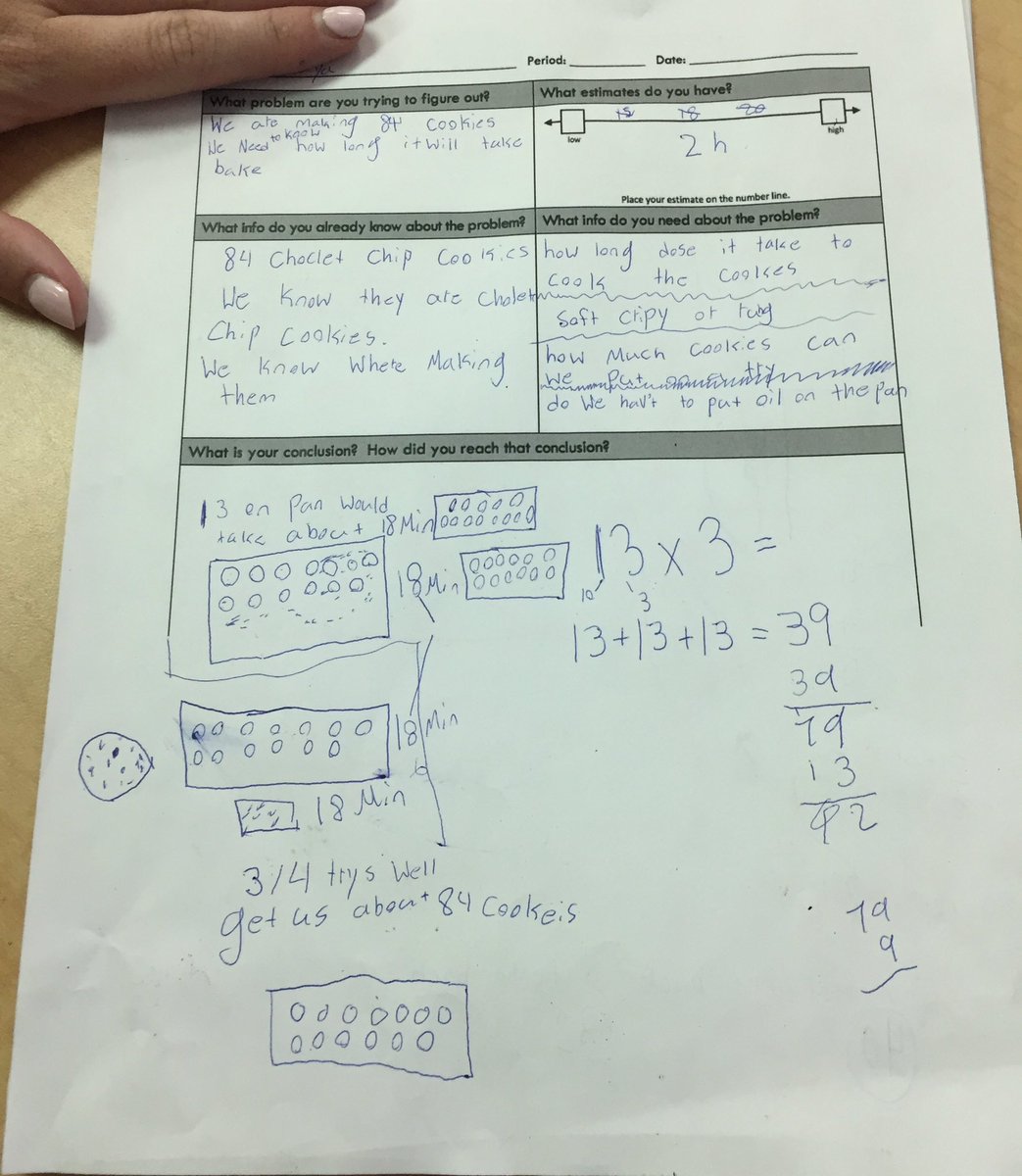 MrsLamirande1's tweet image. We are making 84chocolate chip cookies. How long will it take us to bake our cookies? #problemsolvingframework Ss made their own oven! 😂@robertkaplinsky #rvsnumeracy