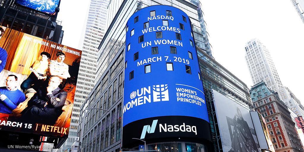Today, we rang the #GenderBell for equality &amp; women's empowerment, joining 82 stock exchanges who will Ring the Bell around the world. Our Dep. ED <a href="/regner_asa/">Åsa Regnér</a> spoke on the importance of companies signing on and supporting the <a href="/WEPrinciples/">Women’s Empowerment Principles</a>. #WomensDay