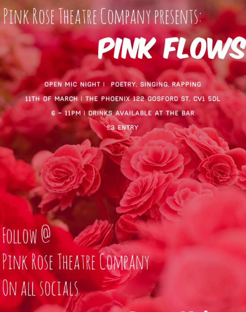 pinkrosetheatre's tweet photo. Open Mic Night on Monday! 🙌🏾

#coventry #singing #spokenword #rapping #thephoenix #student #theatre https://t.co/UYqCr2jmDZ
