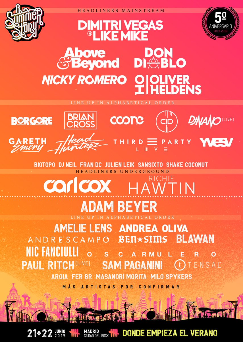 RT+FOLLOW. Sorteo dos abonos. Hoy sumamos a nuestro 5° Aniversario nuevos artistas para dar la bienvenida al verano en #ASummerStory. Cerca de 25.000 Summers ya tienen su entrada a falta de casi 4 meses. Únete en asummerstory.com #DondeEmpiezaElVerano #QuintoAniversario