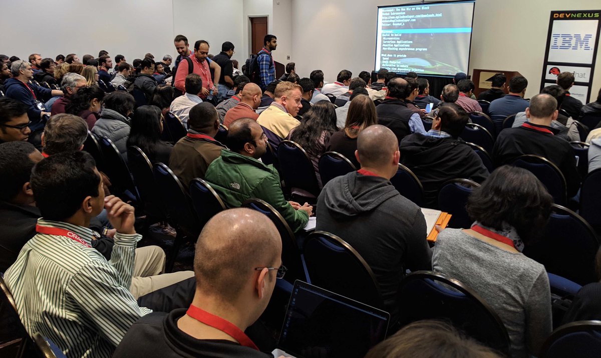 ScottPinkert's tweet image. Looking forward to learning about Micronaut at #NFJS this weekend!  RT @micronautfw: Micronaut: The New Wiz on the Block talk delivered by the one and only @venkat_s has standing room only! #micronautfw #microservices #devnexus