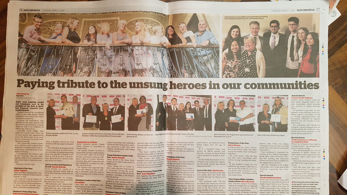 What a team you lead <a href="/TretheweyDavid/">David Trethewey</a> not only did we make the front page we filled a double page spread inside the #BathChronicle 

#CompassionateBanes <a href="/bathnes/">Bath & North East Somerset Council</a> <a href="/Karenwalker3434/">Cllr Karen Walker</a> <a href="/banes3sg/">3SG</a> #WorldBookDay #BeProud <a href="/bathlive/">Bath Live</a>