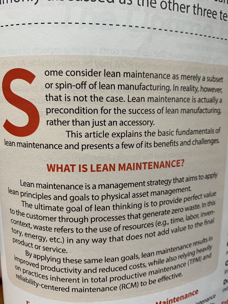 MaintenanceTips's tweet photo. Lean maintenance Concepts in the latest edition of @UptimeMagazine https://t.co/CyVNkAjj9Q
