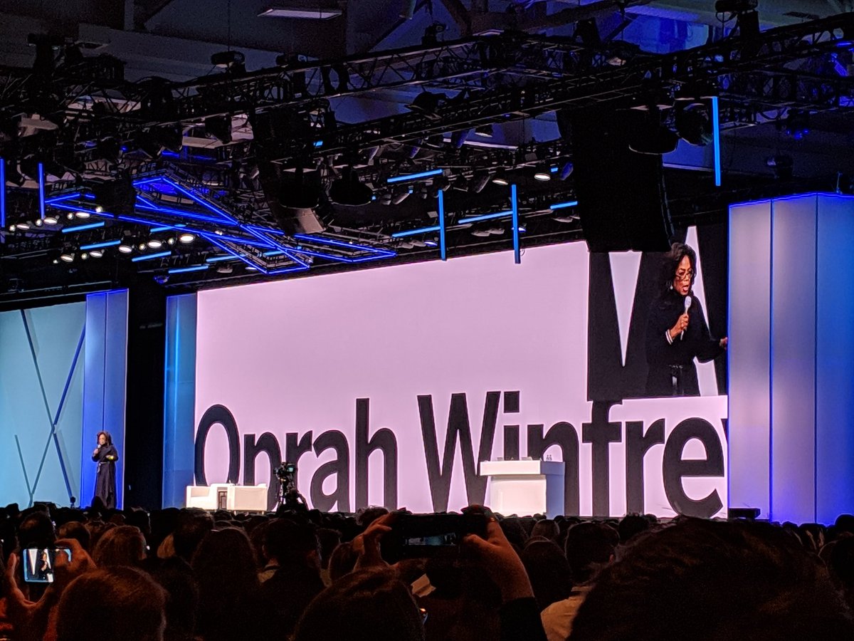 GuildCrypt's tweet photo. Everything in life needs a clarity of intention. Inspirational talk @Qualtrics  @x4summit by the one and only @Oprah. #X4Summit https://t.co/4KdsiPDPIb