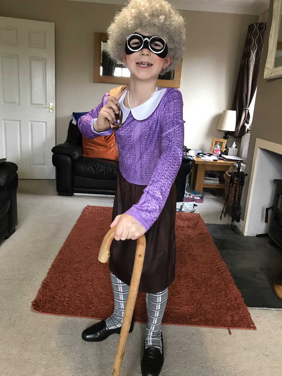 Trish_Turner's tweet photo. @davidwalliams your biggest fan couldn’t wait to be Gangsta Granny for world book day @DyffrynTrannon #Owen https://t.co/zU75bN5HlG