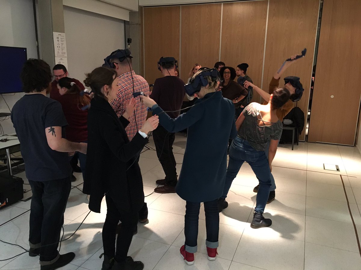 russell_tris's tweet photo. In the #VR / #dance workshop. Taking turns to be immersed, be a guide and observe thanks to @lisamaythomas  #CreativeInformatics https://t.co/SPGLbMNrQO