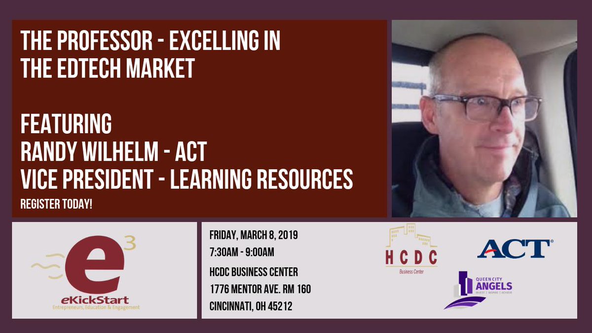AlloyDevCo's tweet photo. Tomorrow's the day! Last chance to register! March #eKickStart session: Randy Wilhelm of ACT Learning Services - "Excelling at EdTech" Register here: https://t.co/bE6yEiTWWB #StartupCincy @HCBCtr https://t.co/LnzLNCQha1